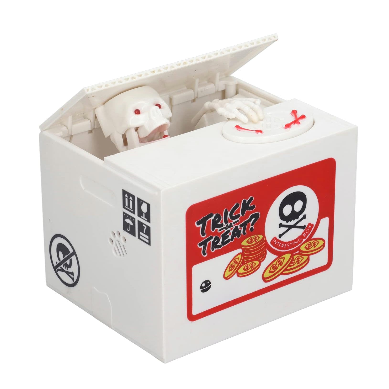 Spooky Savings: Skeleton Style Stealing Piggy Bank Battery Powered